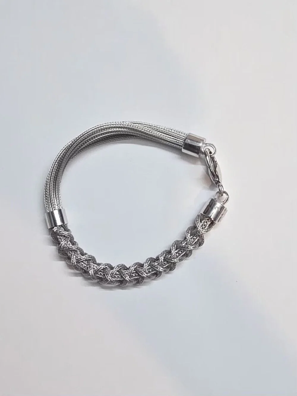 925 Sterling Silver Italian Braided Multi Strand Mesh Bracelet 22g